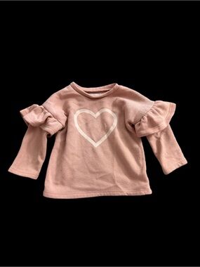 Toddler Pink Heart Ruffle Long-Sleeve Top